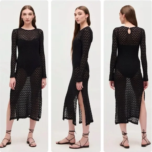 Hill House | Swim | Hill House Enzo Black Raschel Knit Midi Dress Crochet  Coverup Beach Size 2xl | Poshmark